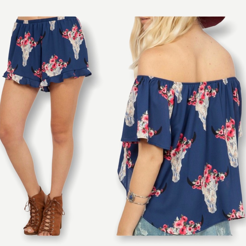 2pc PEACH LOVE Desert Skull Ruffle Set! - Picture 9 of 15